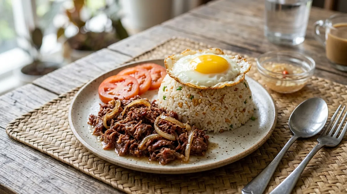 Filipino Corned Beef Silog (Corned Beef, Garlic Rice and Egg)