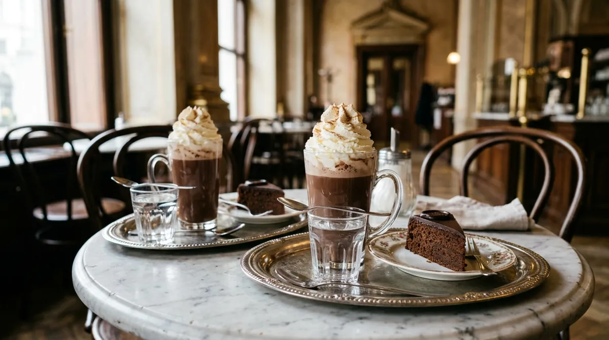 Viennese-Style Hot Chocolate with Whipped Cream (Heiรe Schokolade Wiener Art)