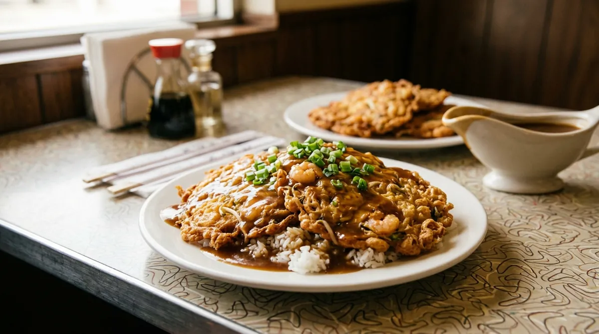 Shrimp Egg Foo Young with Brown Gravy