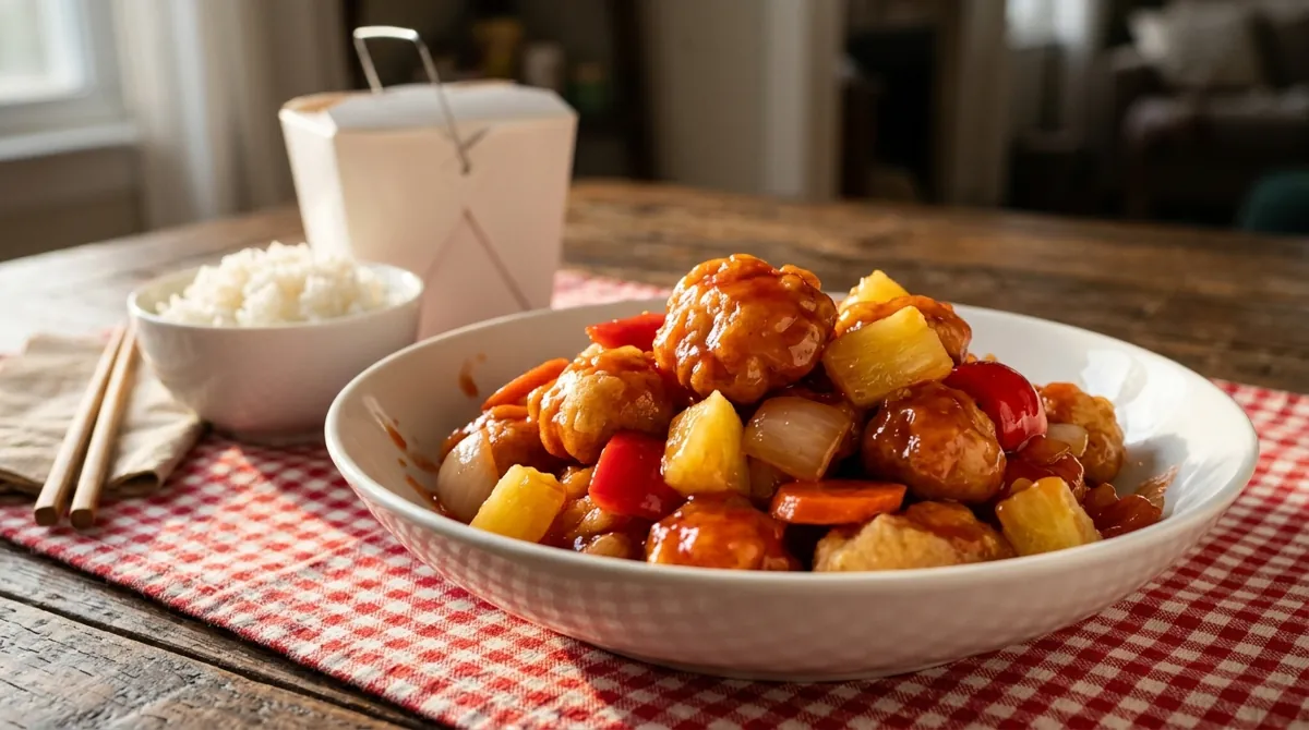 Takeout Sweet and Sour Chicken with Pineapple and Peppers