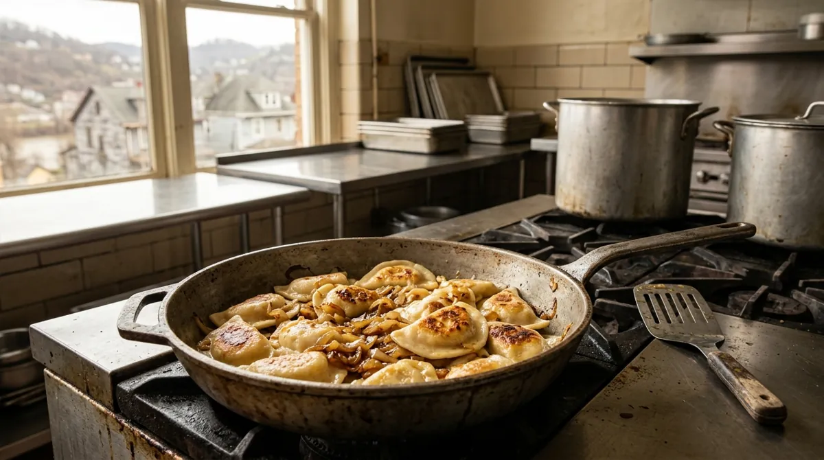 Pittsburgh Potato-Cheddar Pierogi with Butter and Onions