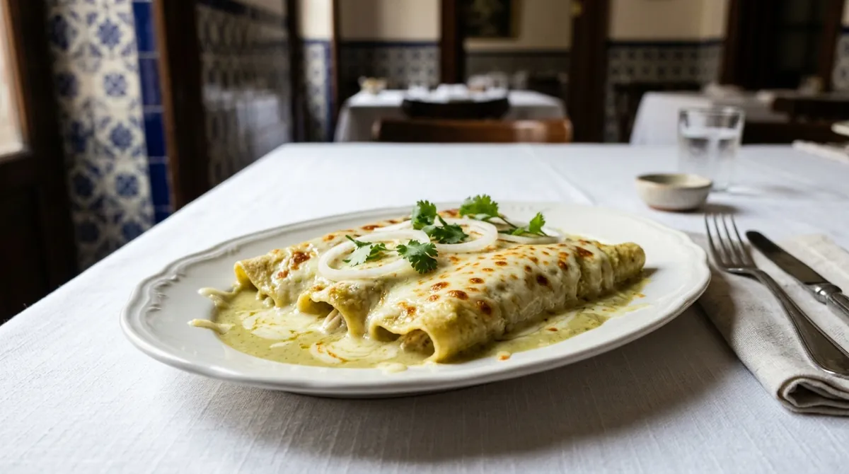 Enchiladas Suizas (Creamy Green Chicken Enchiladas)