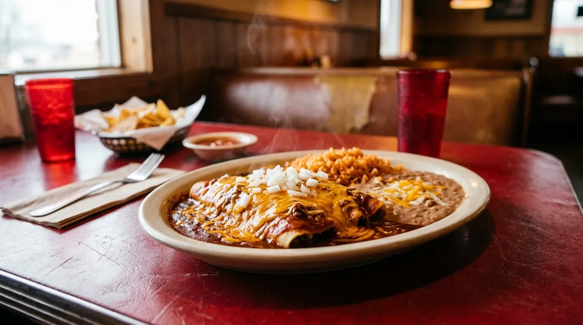 Tex-Mex Restaurant-Style Cheese Enchiladas with Chili Con Carne Gravy