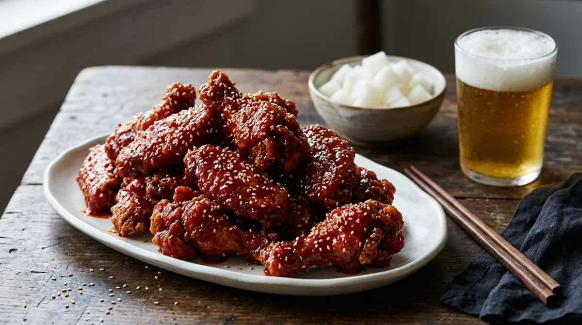 Korean Yangnyeom Chicken (Double-Fried Sweet and Spicy Wings)