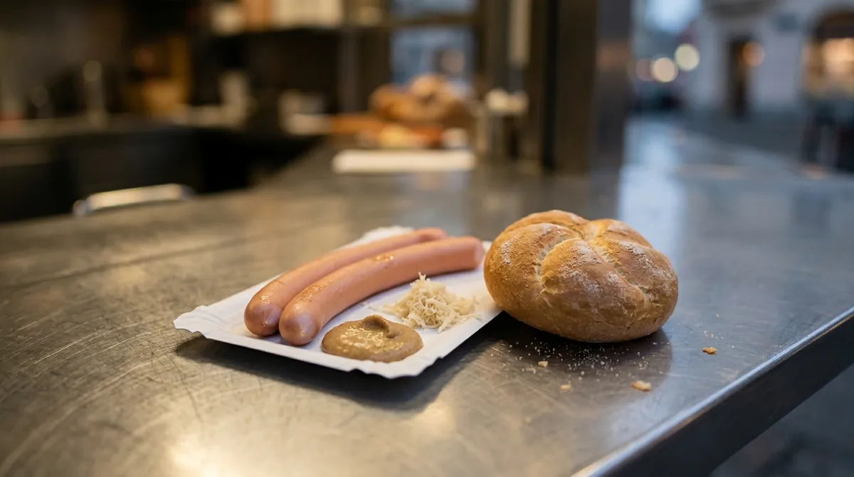 Frankfurter Würstel with Mustard and a Roll