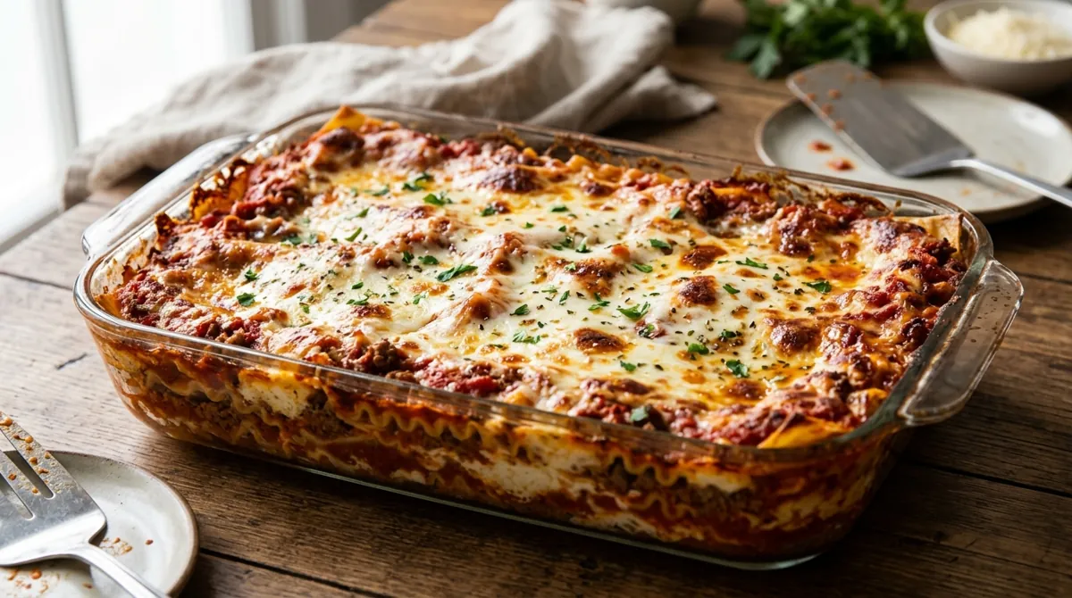 Classic American Lasagna with Ricotta and Mozzarella