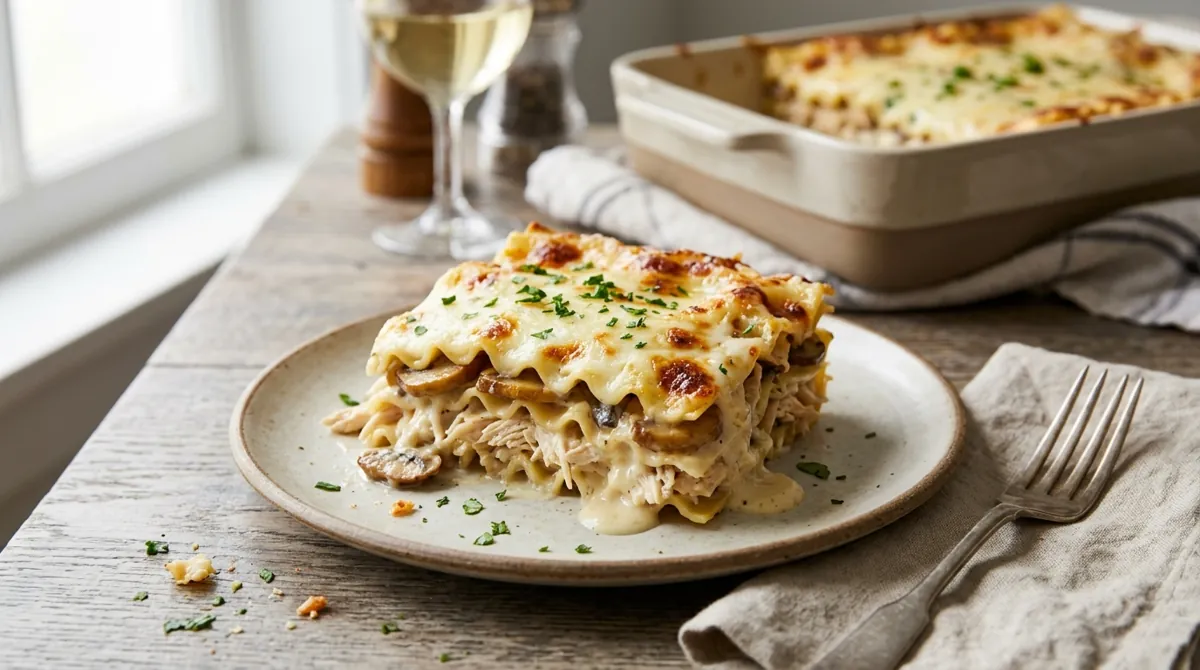 White Chicken Lasagna (Alfredo-Style)