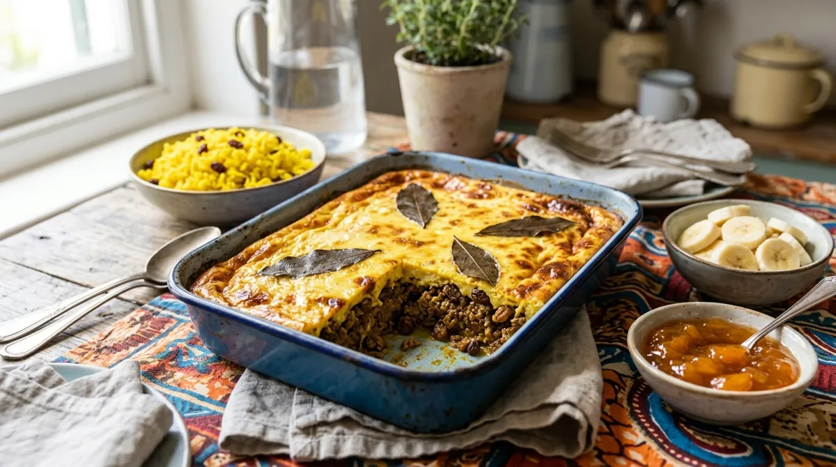 Bobotie (South African Curried Mince with Egg Custard)
