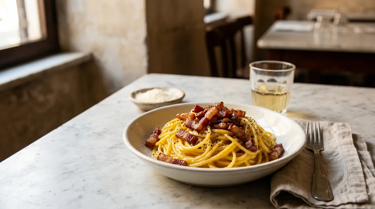 Roman Spaghetti alla Carbonara (Guanciale, Egg Yolks, Pecorino, No Cream)