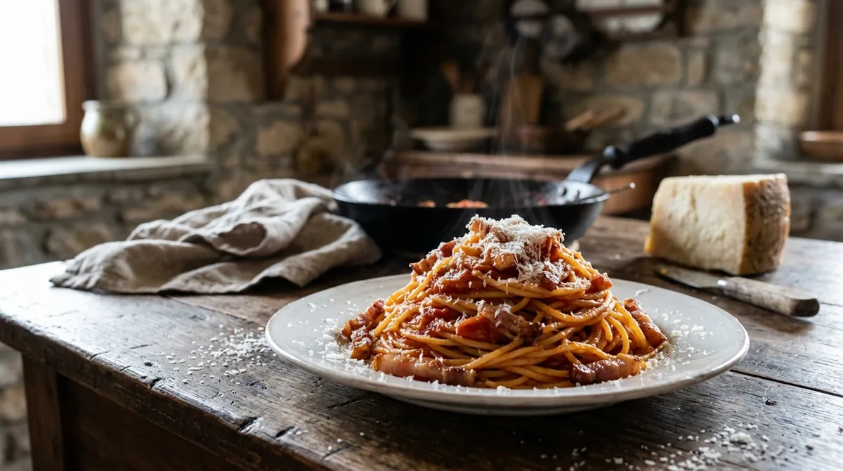 Spaghetti all'Amatriciana, the Amatrice Way (No Onion, No Garlic)