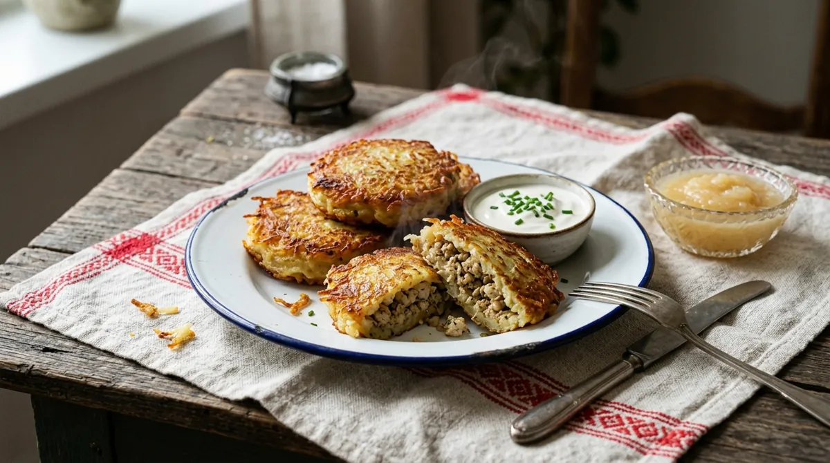 Belarusian Draniki Stuffed with Chicken