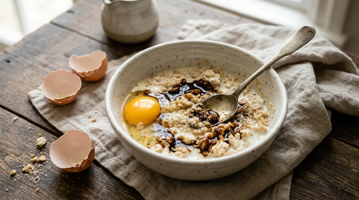 Step 1: Stir the breadcrumbs, cream, stock and egg together in a bowl and let it sit for 5 minutes