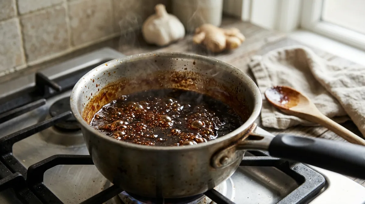 Step 1: Boil the tare ingredients until thick and glossy, then set aside