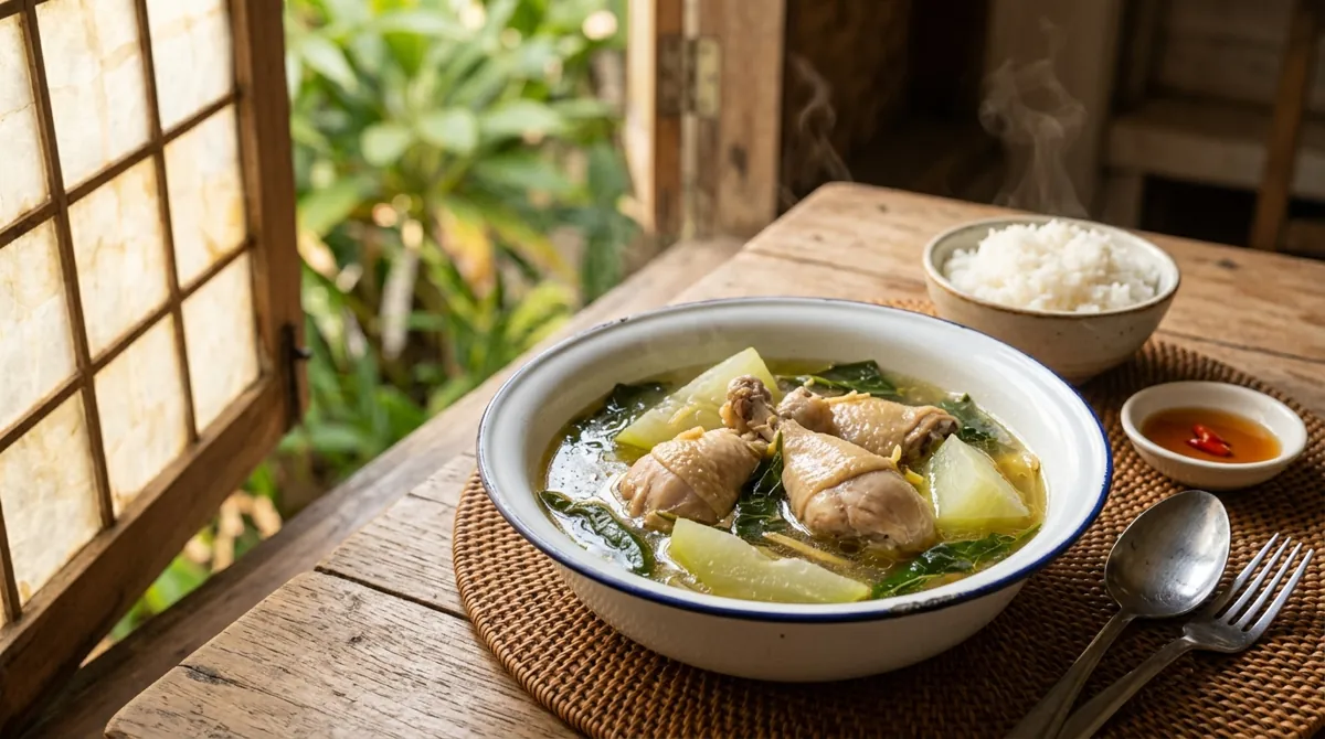 Tinola (Filipino Ginger Chicken Soup with Green Papaya)