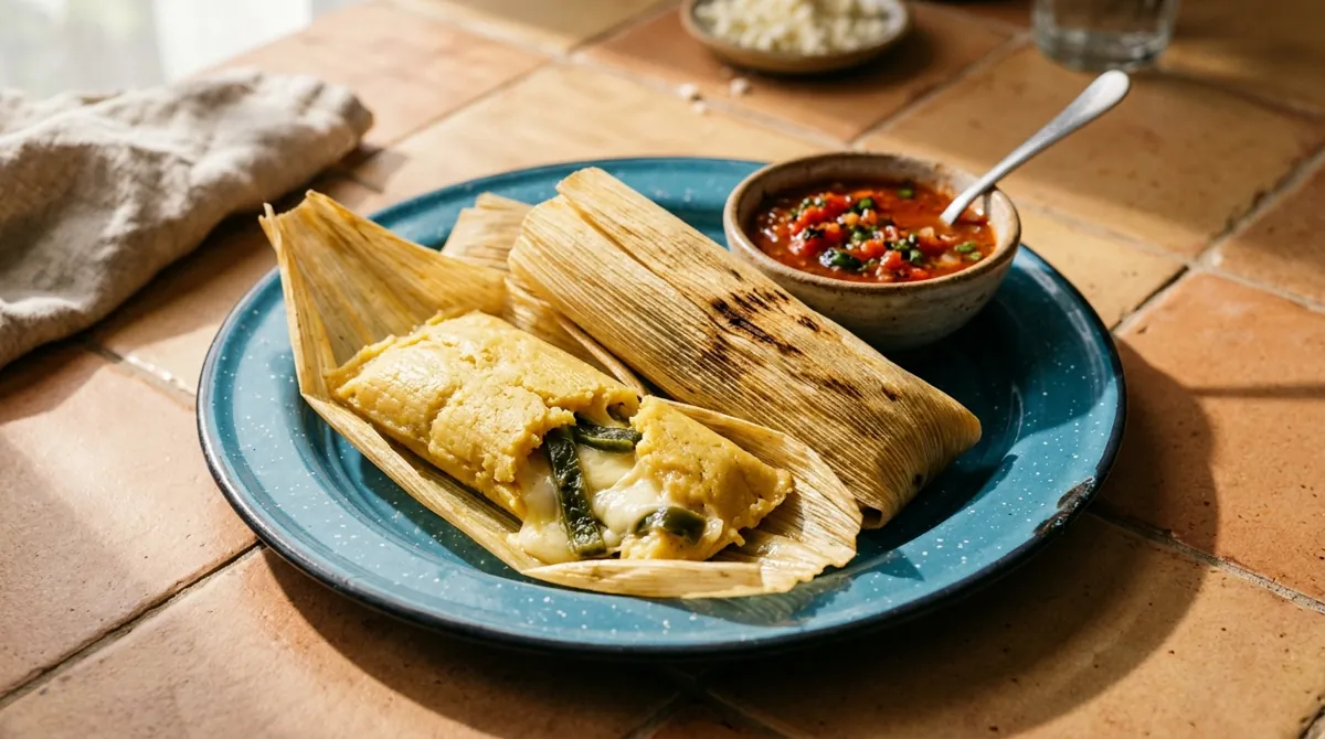 Rajas con Queso Tamales (Poblano and Cheese)
